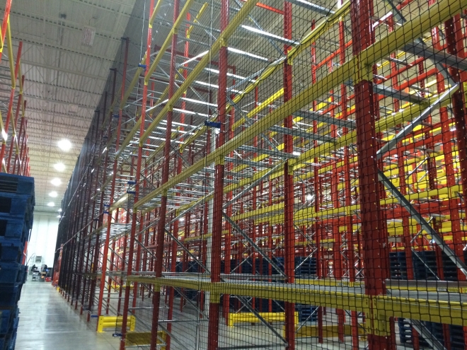 Warehouse rack netting solution install [rackguard]