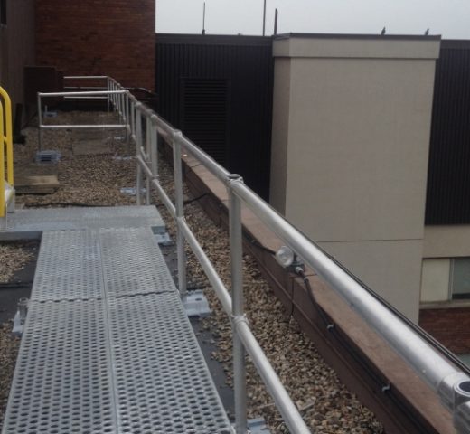 Rooftop walkway system and guardrail [fall protection]